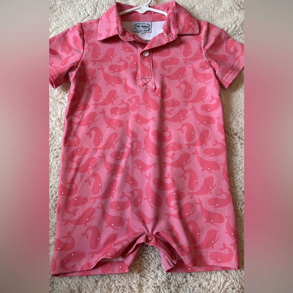 Pink Whale Patterned Romper
